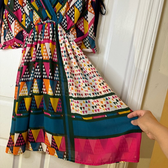 Anthropologie Maeve abstract multi color sheer dress beach cover up size 4 - Picture 6 of 8
